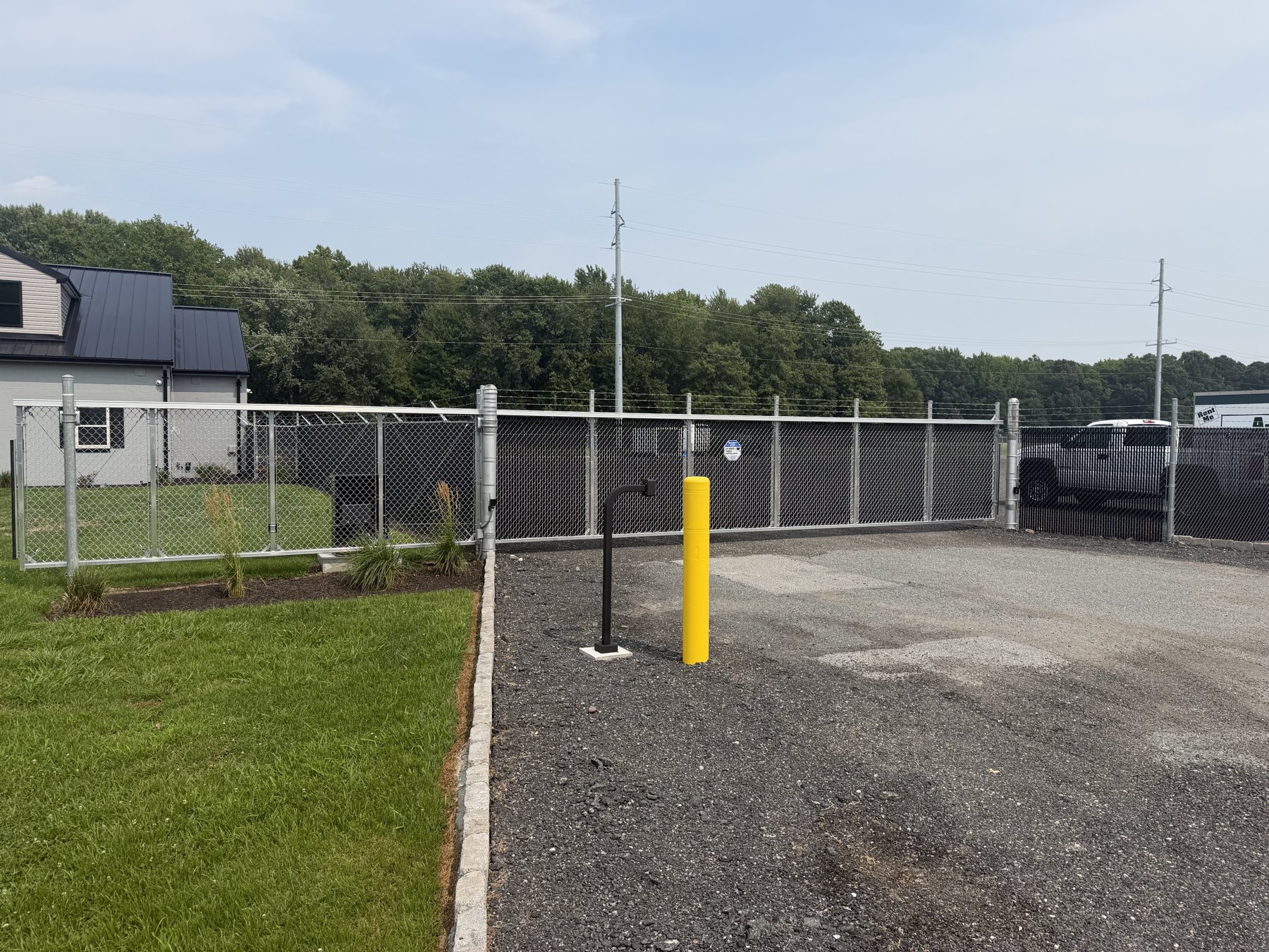 Security fencing and automated gate at A Box's secured storage facility in Cambridge, Maryland