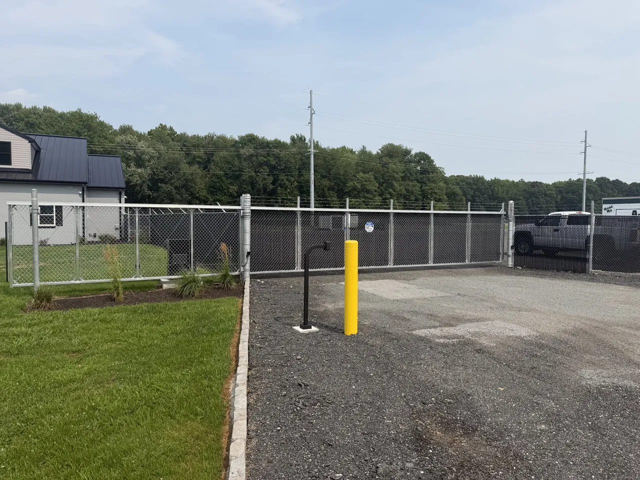 Security fencing and automated gate at A Box's secured storage facility in Cambridge, Maryland